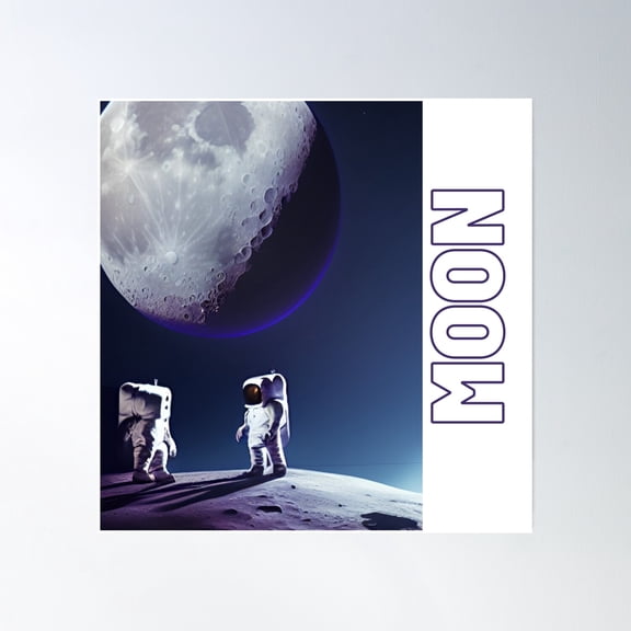 Astronaut On The Dark Moon 10 Poster Wall Art, Modern Wall Decor, 16x16 UNFRAMED