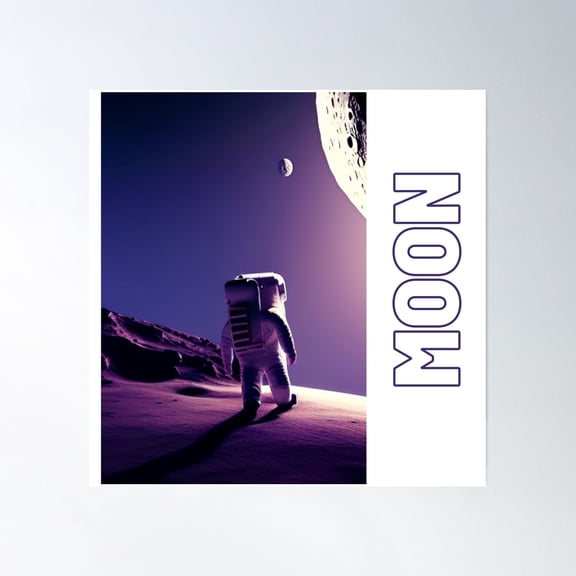 Astronaut On The Dark Moon 8 Poster Wall Art, Modern Wall Decor, 16x16 UNFRAMED