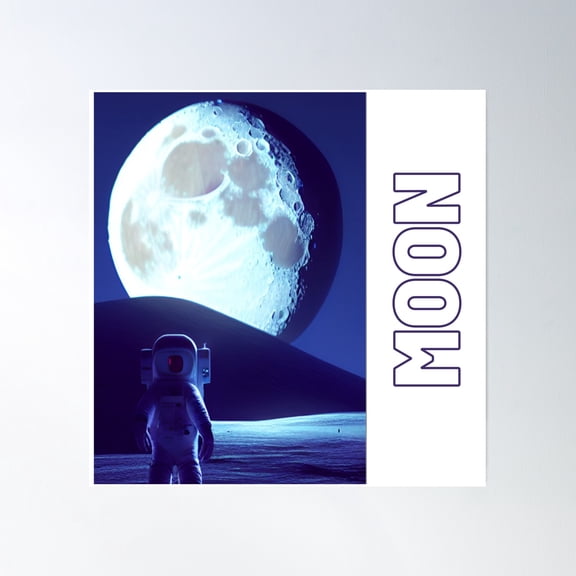 Astronaut On The Dark Moon 9 Poster Wall Art, Modern Wall Decor, 30x30 UNFRAMED