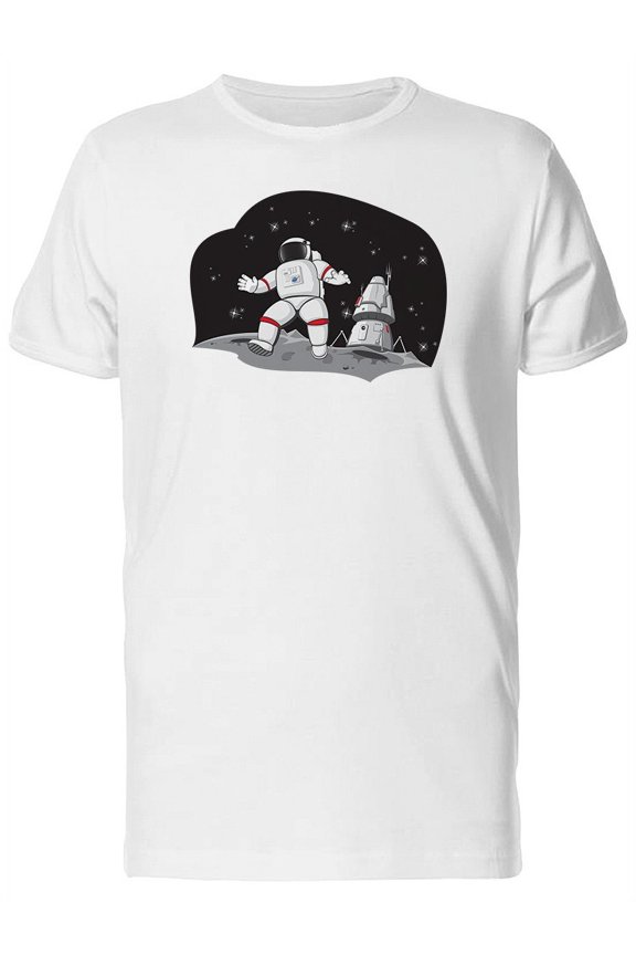 Astronaut On The Moon, Cartoon Tee Men's -Image by Shutterstock