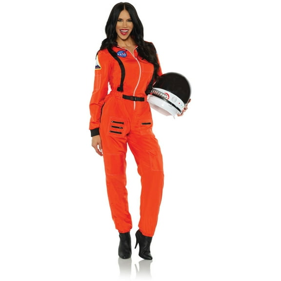Women's Orange Astronaut Female Cut Jumpsuit Costume Small 4-6