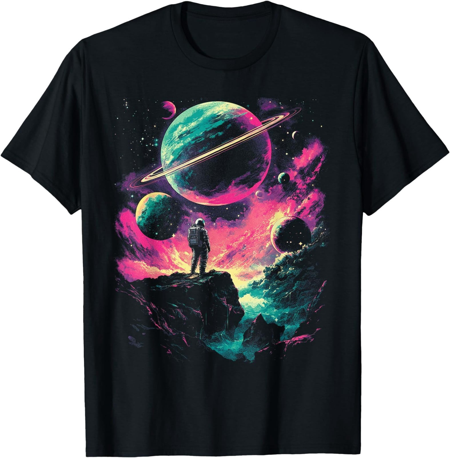 Astronaut Outer Space Galaxy Universe Planet Saturn Science T-Shirt ...