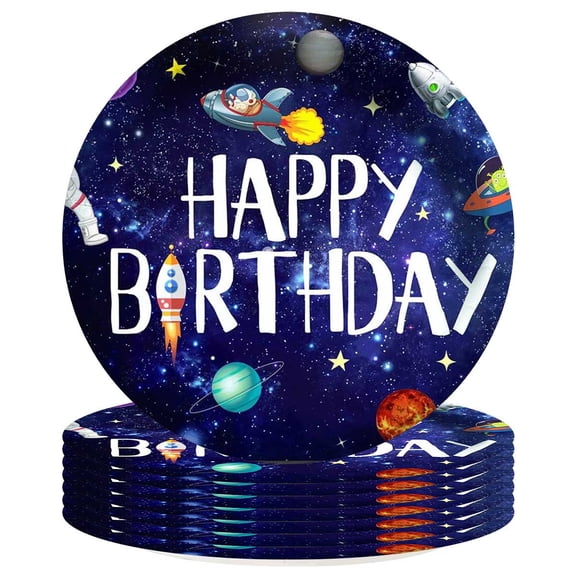 Astronaut Outer Space Plates Birthday Decorations Party Supplies Tableware Disposable Dinnerware 8pcs