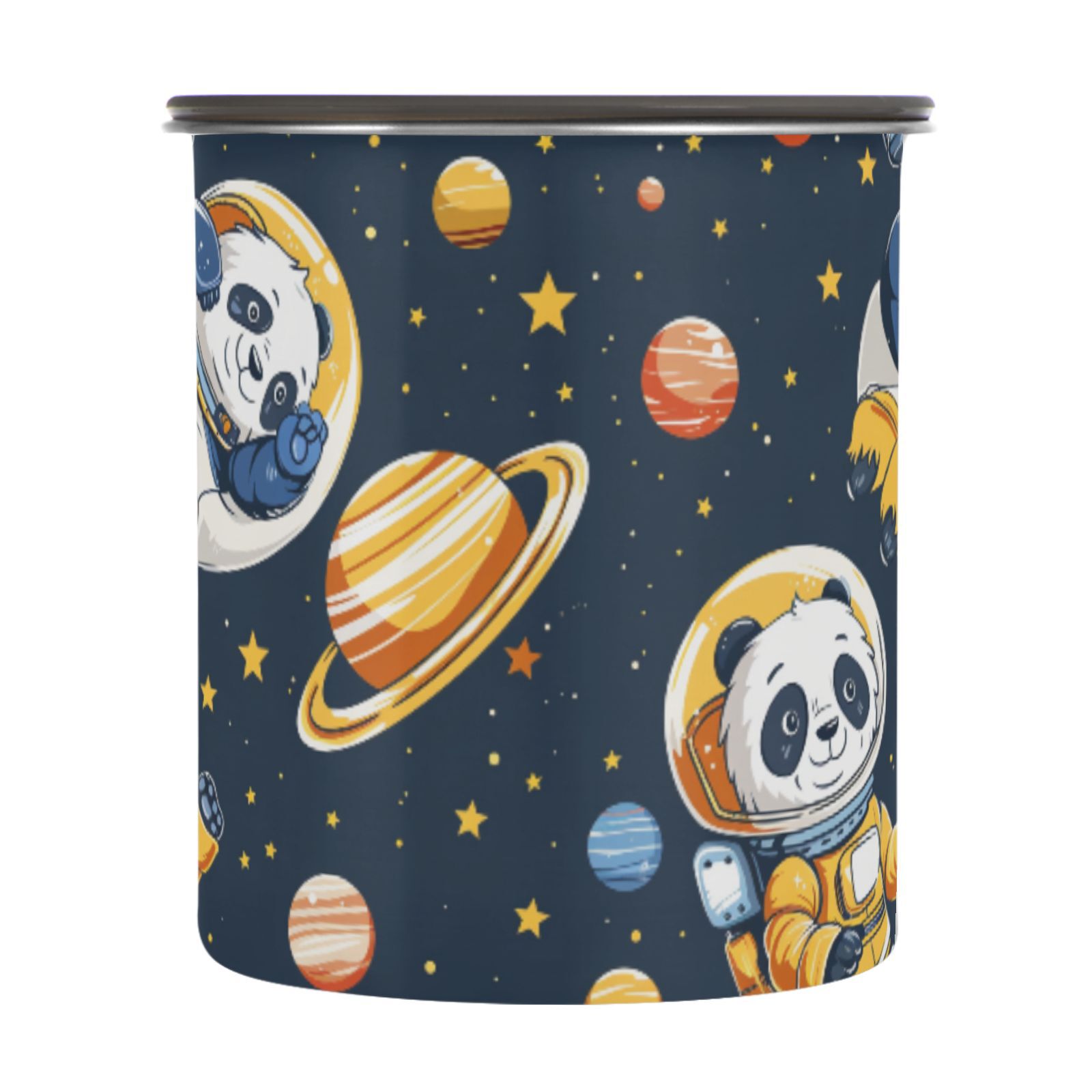Astronaut Panda Planet Stars Airtight Coffee Bean Canister 30oz Food Storage Containers with Lids For Gournd, Tea, Sugar, Flour, Rice, Cereal, Candy Cookie Jar