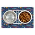 thumbnail image 1 of Astronaut Pet Mat for Food and Water, Colorful Astronomical Sketch Stars Planets Outer Space Elements, Non-Slip Rubber Mat for Dogs and Cats, 18" X 12", by Ambesonne, 1 of 2