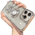 thumbnail image 1 of Astronaut Phone Case for iPhone 13 Glitter,Luxury Bling Sparkly Shiny Clear Plating Case with Hidden Stand Ring Holder Soft Cover for Women Girly,Silver Bling,6.1 Inch, 1 of 8