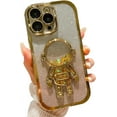 thumbnail image 1 of Astronaut Phone Case for iPhone 15,Cute Astronaut Colorful Star Sequin Liquid Quicksand Phone Case Luxury Glitter Bling 6D Electroplated Soft TPU Protector Gold, 1 of 14