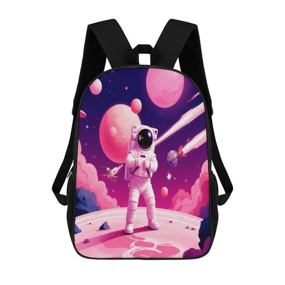 Astronaut Pink Space Adventure 17in Backpack 3D Print Student Large Capacity