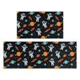thumbnail image 1 of Astronaut and Planet Black Pattern Anti Fatigue Kitchen Rugs Set Of 2, Non Slip Washable Decorative Floor Mats for Kitchen Sink Laundry, 17"x30" and 17"x47", 1 of 6