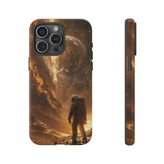 Astronaut Planet Galaxy Artwork Phone Case Space Explorer Scene for iPhone 17 16 15 14 13 12 11 Pro Max