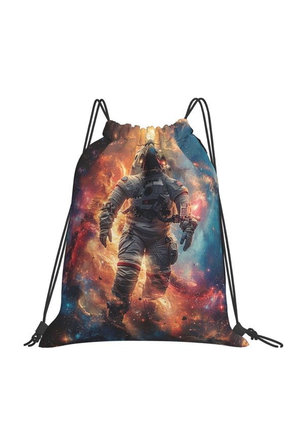 Astronaut Planet Space Galaxy Psychedelic Large Drawstring Backpack Casual Cinch Sack Bag Backpack for Sports Hiking Travel Gym