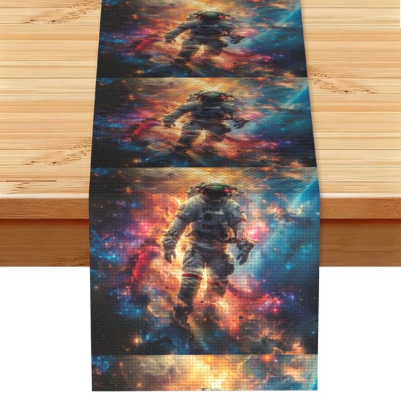 Astronaut Planet Space Galaxy Psychedelic Table Runner 13x72 Inch for Dining Table Kitchen Wedding Party Decor Fireplace Mantle