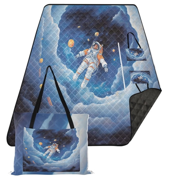 Astronaut Plant Cloud Extra Large Picnic Beach Blanket Waterproof Sand Proof Portable Outdoor Mat 80x118