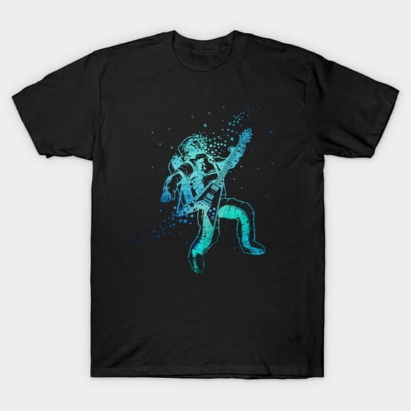 Astronaut Playing Guitar Space Rock In Blue Outer Space Musician Spaceman Unisex T-Shirt