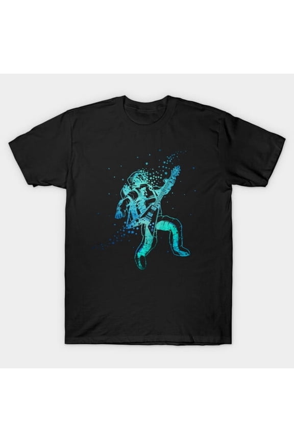 Astronaut Playing Guitar Space Rock In Blue Outer Space Musician Spaceman Unisex T-Shirt