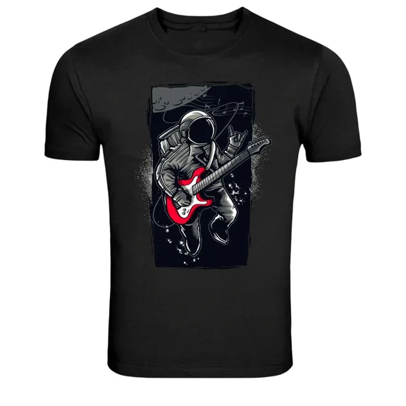 Astronaut Playing Guitar Space Rock Music T-Shirt, for men & women, Size S-5XL
