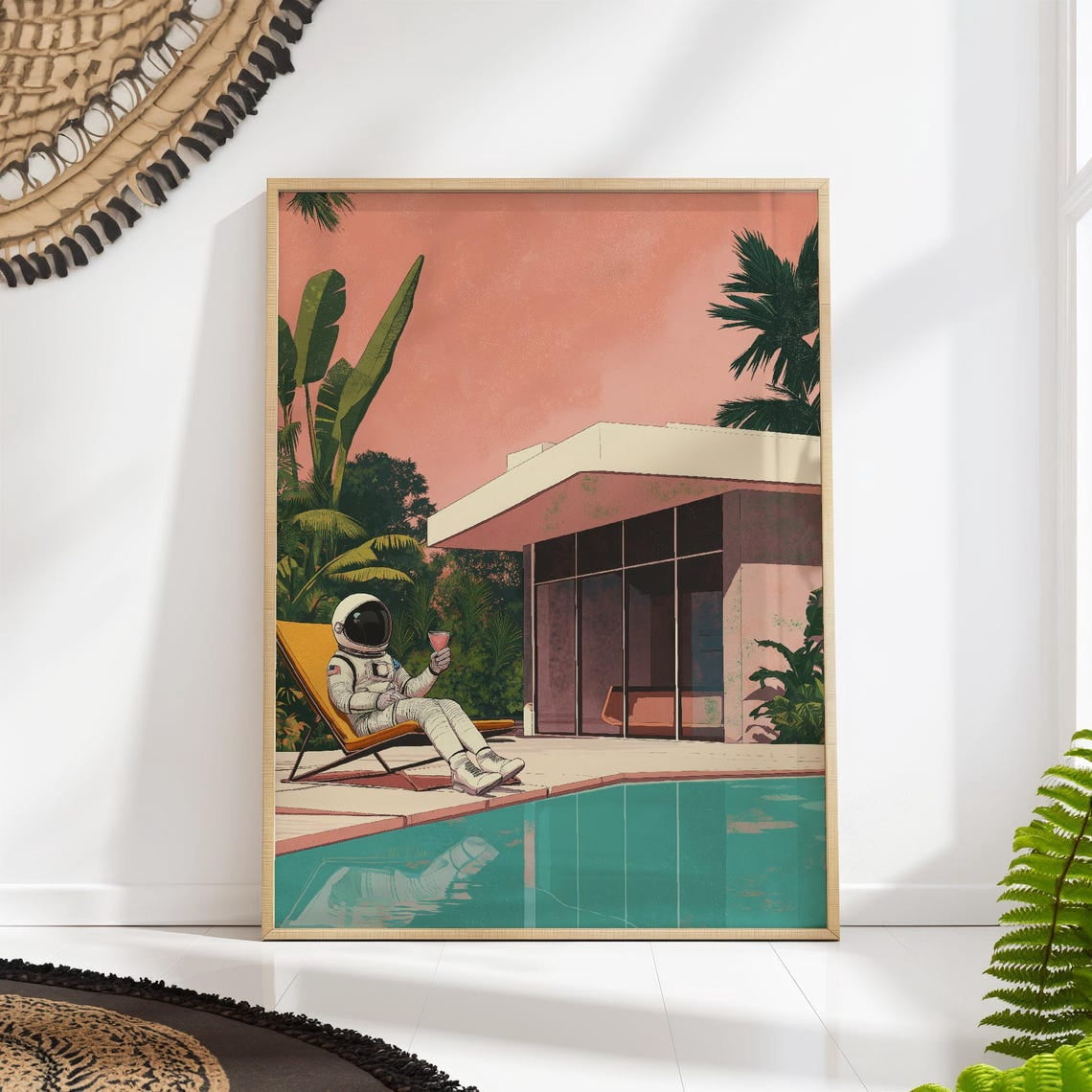 Astronaut Pool Poster, Retro Sci Fi Wall Art, Space Explorer Vacation ...