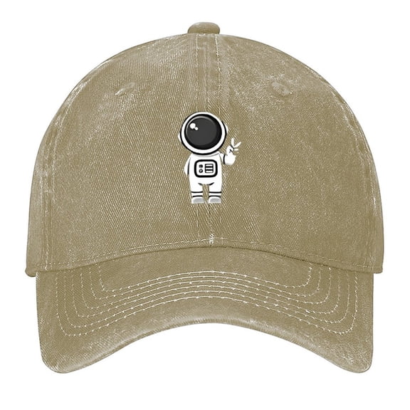 Astronaut Print Vintage Wash Dad Hat Adjustable Curved Brim Baseball Cap,Made In USA,Casual Outdoor Sports Fishing Cap for Men and Women