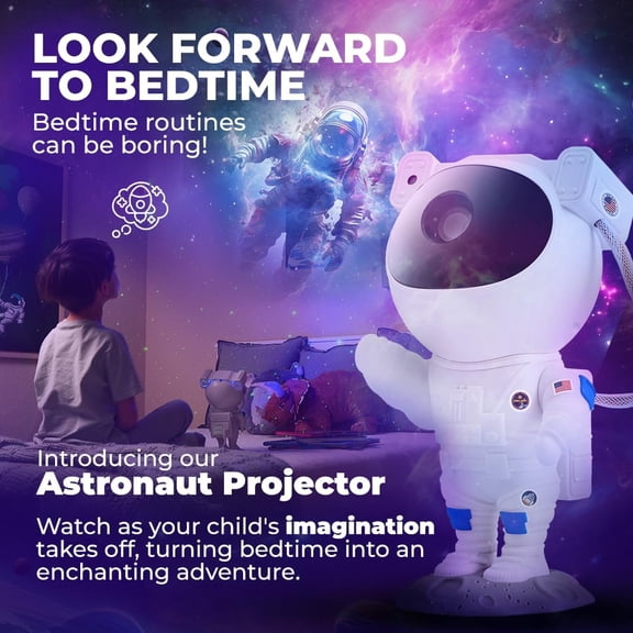 Astronaut  Projector - Spaceman Night Light with Remote, Timer &  Modes - Cool Birthday Gift for Kids