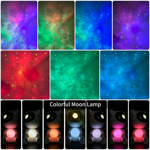 Astronaut Projector with Timer & Remote - Light with Moon Lamp for Kids & Adults, LED Nebula Lamp Room Decor Gift (White)