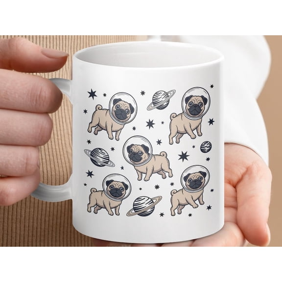Astronaut Pug Ceramic Mug Space Dog Lover Gift