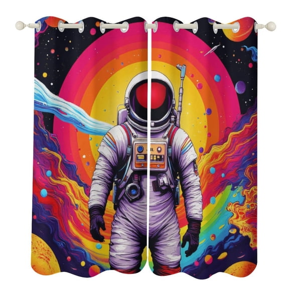 Astronaut Rainbow Space Art Blackout Window Curtains for Bedroom Living Room Kicthen High Shading 2 Panels
