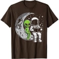 thumbnail image 1 of Astronaut Reading Book To Alien Moon Space Unisex T-Shirt for Men Women Kids,Dark Chocolate Color,Size YS, 1 of 5