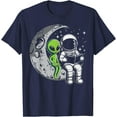 thumbnail image 1 of Astronaut Reading Book To Alien Moon Space Unisex T-Shirt for Men Women Kids,Navy Color,Size 5/6, 1 of 5