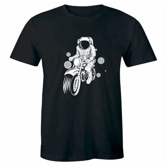 Motocross Men Rider Astronaut Riding A Motorcycle In Space Short Sleeve Men Gift ...