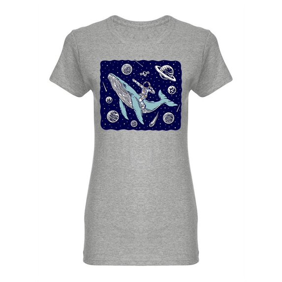 Astronaut Riding A Whale Design Shaped T-Shirt Women -Image by Shutterstock, Female Large