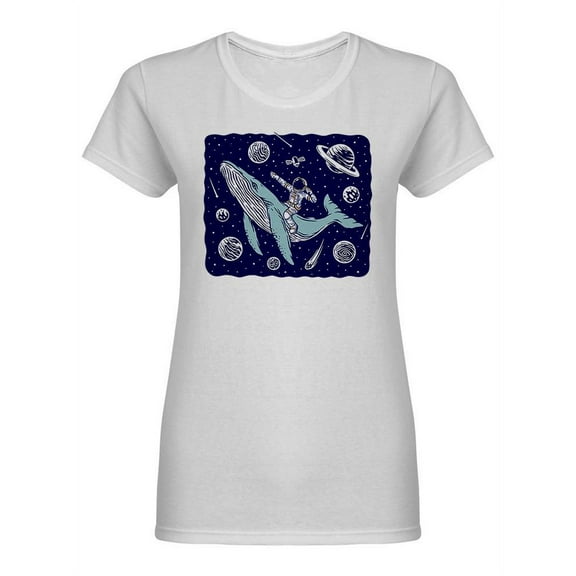 Astronaut Riding A Whale Design Shaped T-Shirt Women -Image by Shutterstock, Female Medium