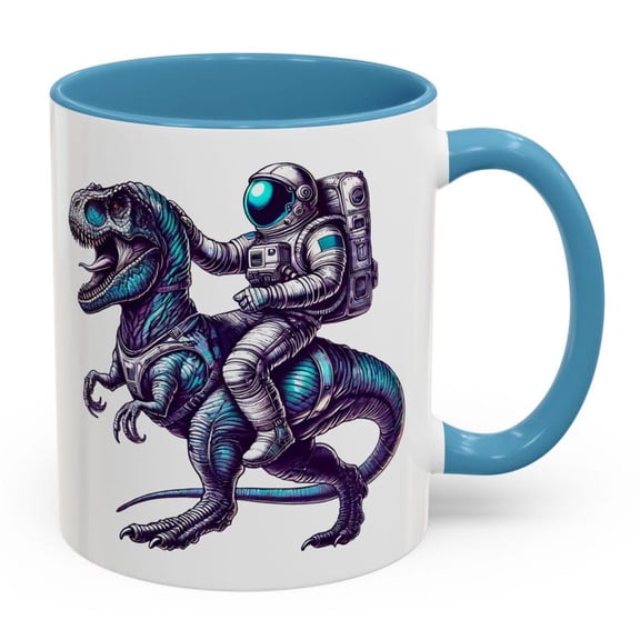 Astronaut Riding Dinosaur Mug SciFi Space Explorer CoffeeTea Cup Futuristic TRex Art CoS1Mic Adventure Gift R SciFi Drinkware