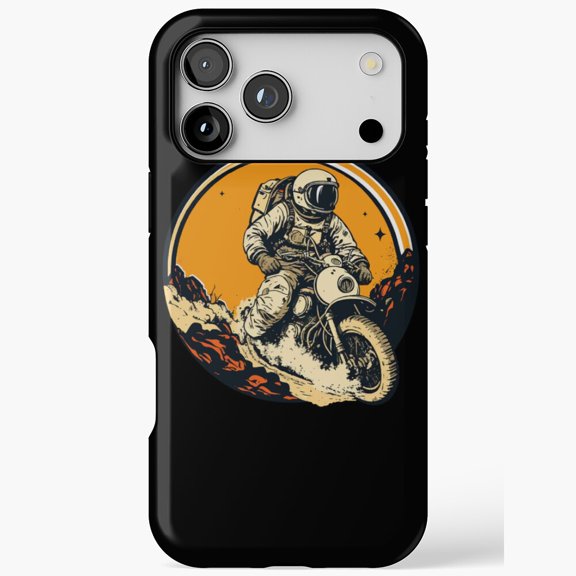Astronaut Riding Motorcycle Off-Road Space Retro for iPhone Case 11 to 17 Pro Max