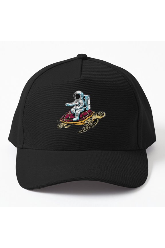 Astronaut Riding a Turtle Baseball Hat, Space Animal Adventure Character Design Cap