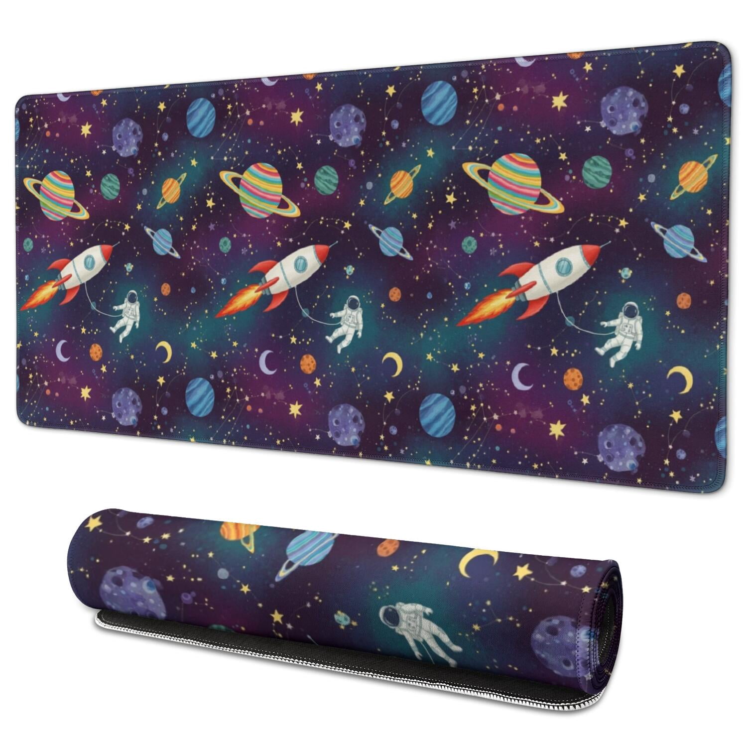 Jumbo Rockets Candy Astronaut and Rocket Black Pattern Extended Large Mouse Pad, Desk ...