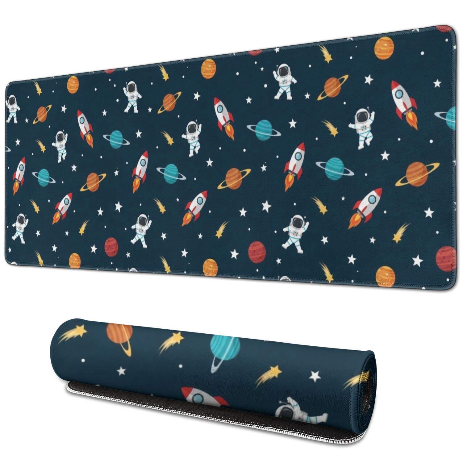 Jumbo Rockets Candy Astronaut and Rocket Black Pattern Extended Large Mouse Pad, Gaming ...