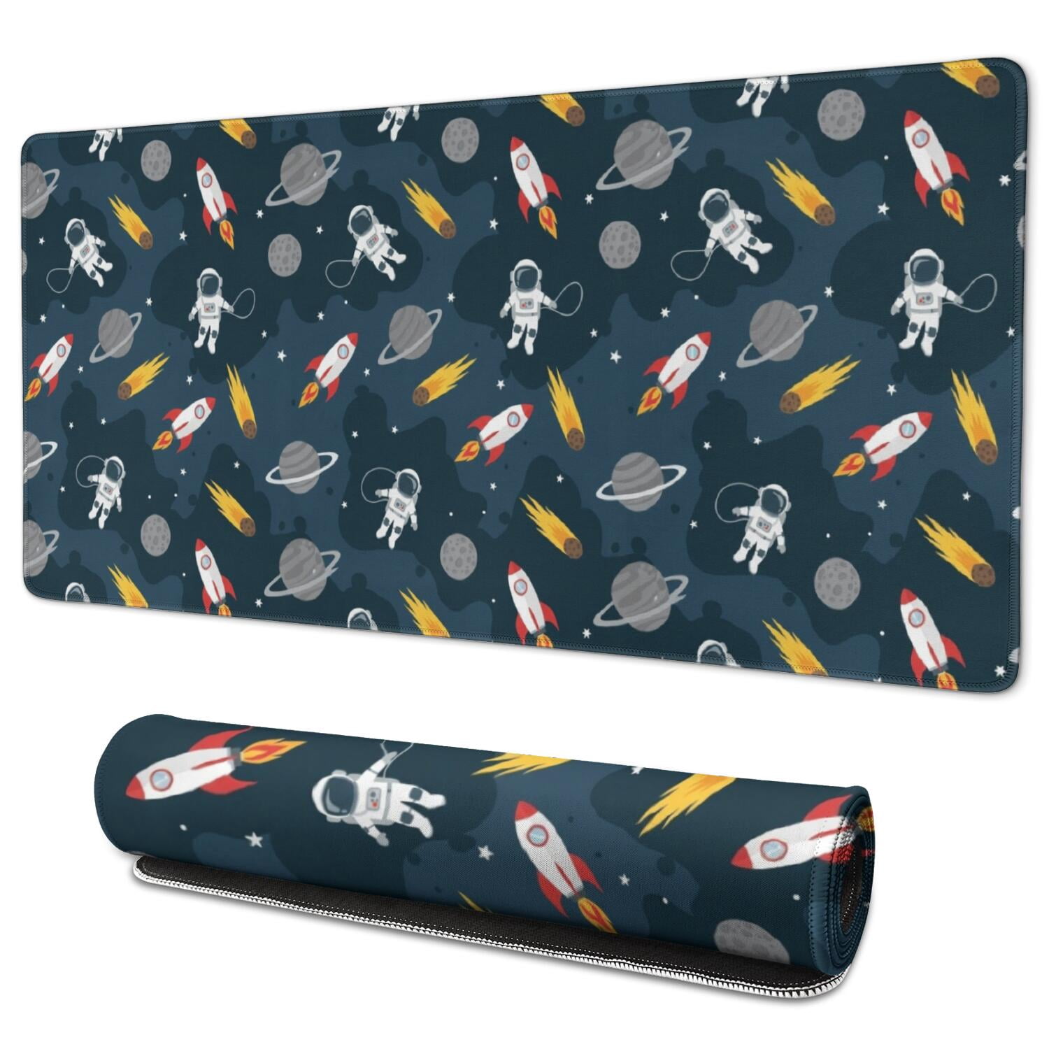 Jumbo Rockets Candy Astronaut and Rocket Black Pattern Extended Large Mouse Pad, Large ...