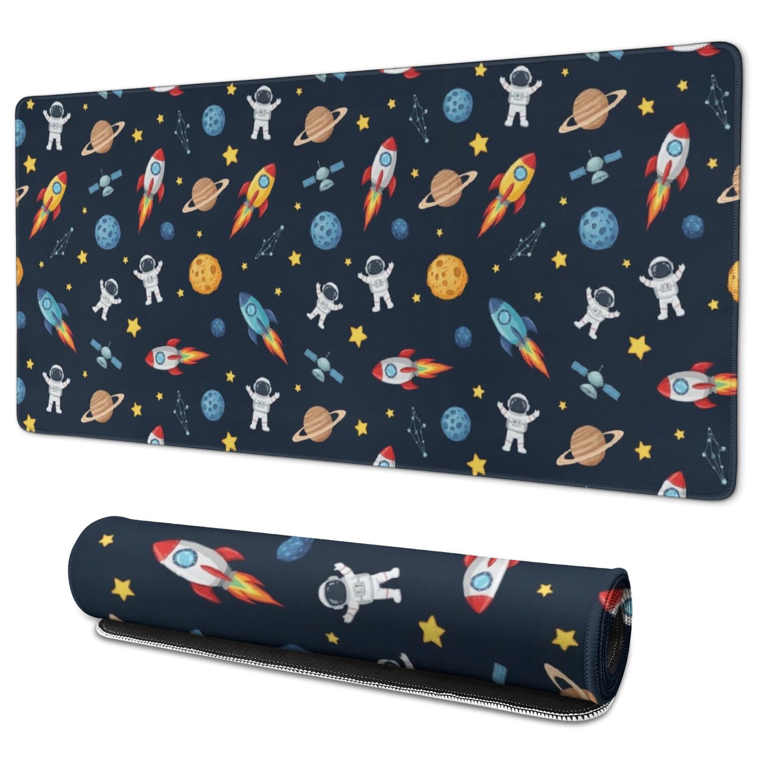 Jumbo Rockets Candy Astronaut and Rocket Blue Pattern Extended Large Mouse Pad, Keyboard ...