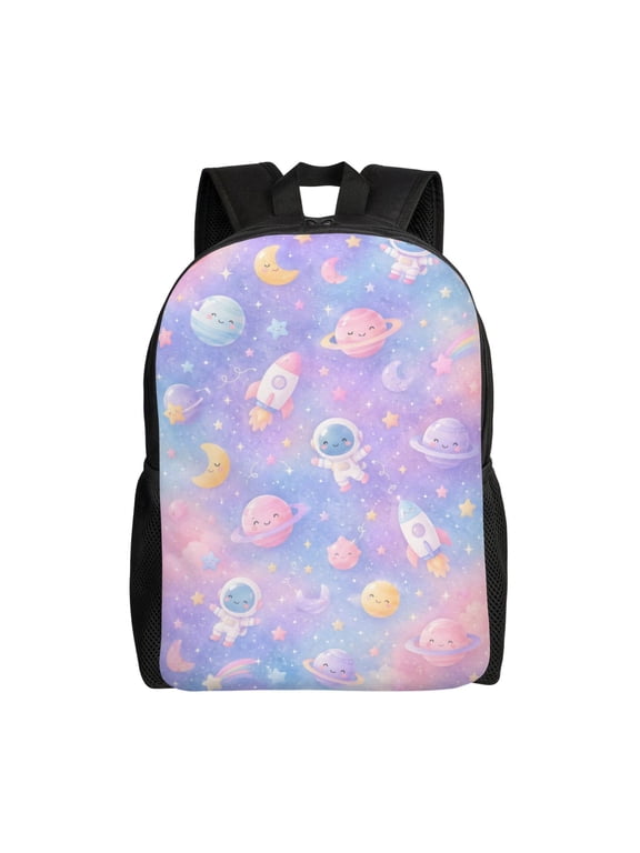 Astronaut Rocket Planet Backpack Full Front Print Travel Laptop Bag for Men and Women