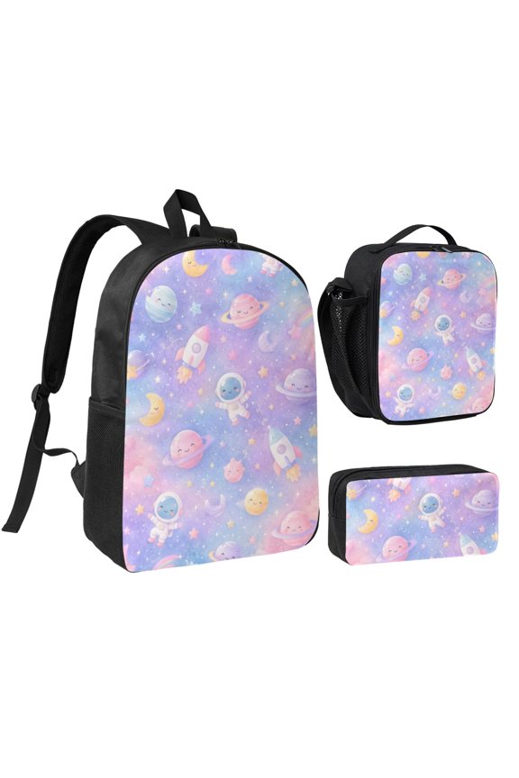 Astronaut Rocket Planet Backpack Set 3pc Including Backpack, Lunch Bag and Pen Bag Combination