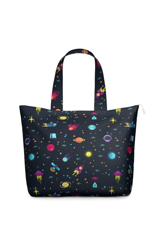 Astronaut Rocket Print Weekender Bag Large Capacity Travel Tote with Outer Space Cosmos Theme, Lightweight Airplane Friendly for Women on the Go