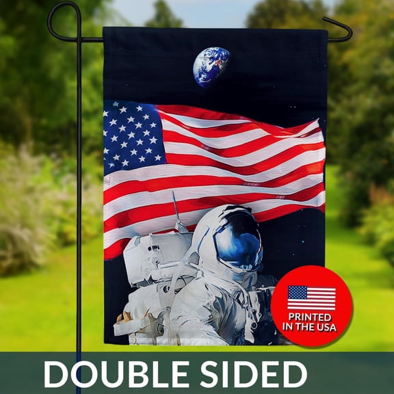 Astronaut Selfie Flag American Space Exploration Double Sided