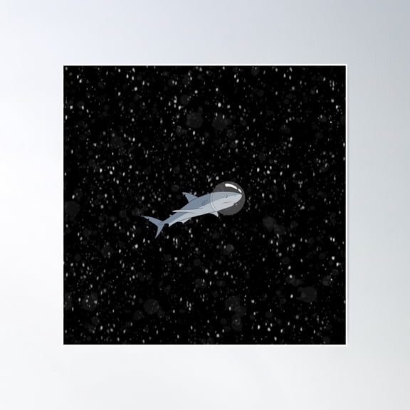 Astronaut Shark In Space Poster Wall Art, Modern Wall Decor, 16x16 UNFRAMED