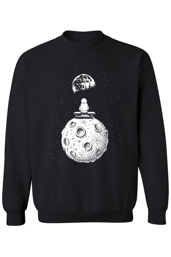 Astronaut Sitting On Moon Bench Sweatshirt Men -Image by Shutterstock, Male 3X-Large