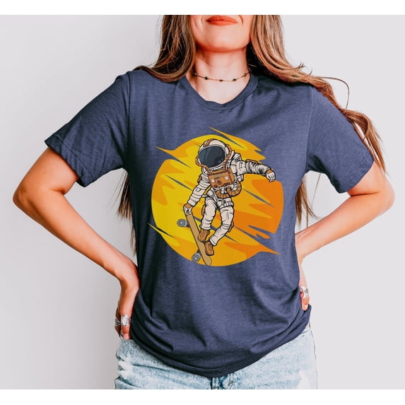 Astronaut Skateboard Shirt Space Skater Tee Cool Graphic Shirt Galaxy ...