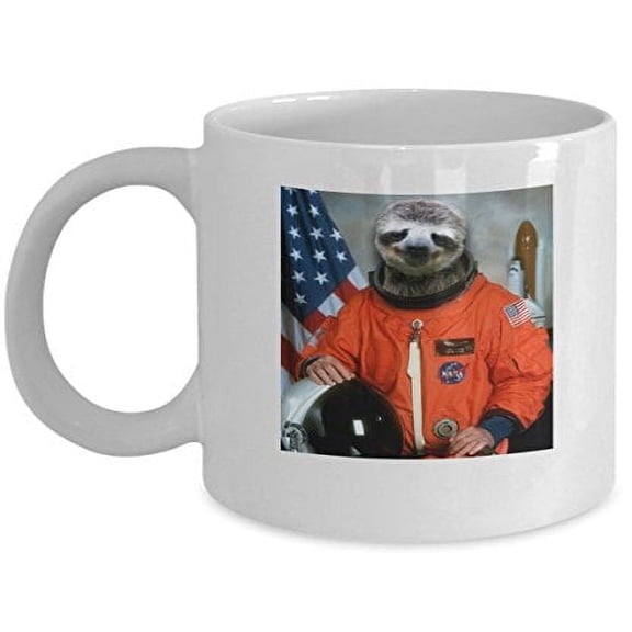 Astronaut Sloth 11 oz Coffee Mug - Unique Animal Lover Gifts White Ceramic