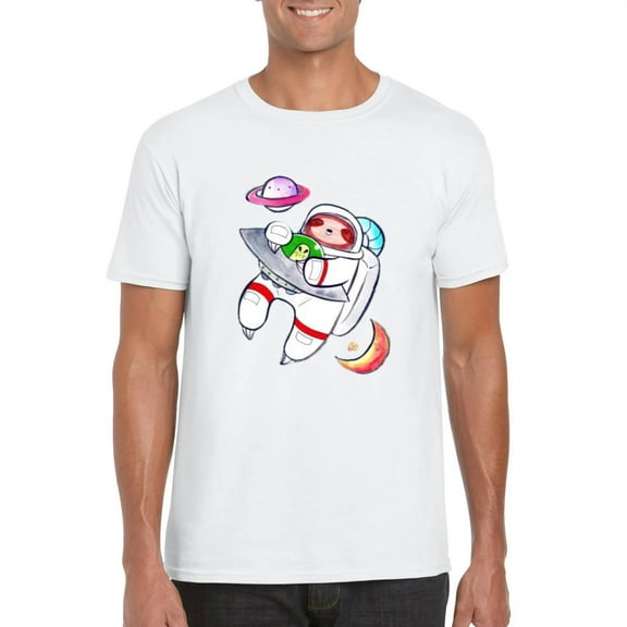 Astronaut Sloth Watercolor Space Galaxy Explorer Chill Vibe T-Shirt, for men & women, up to size 5XL