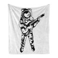 thumbnail image 1 of Astronaut Soft Flannel Fleece Throw Blanket, Cool Cosmonaut Jamming Guitar Sketch Art Music Science Education Print, Cozy Plush for Indoor and Outdoor Use, 60" x 80", Black White, by Ambesonne, 1 of 5