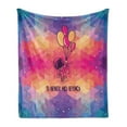thumbnail image 1 of Astronaut Soft Flannel Fleece Throw Blanket, Doodle Astronaut Flying Cubic Space with Baloons to Infinity and Beyond, Cozy Plush for Indoor and Outdoor Use, 60" x 80", Pink Multicolor, by Ambesonne, 1 of 6
