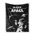 thumbnail image 1 of Astronaut Soft Flannel Fleece Throw Blanket, Race to Space Retro Image with Space Crafts Planets Astronaut vs Cosmonauts, Cozy Plush for Indoor and Outdoor Use, 70" x 90", Black White, by Ambesonne, 1 of 6